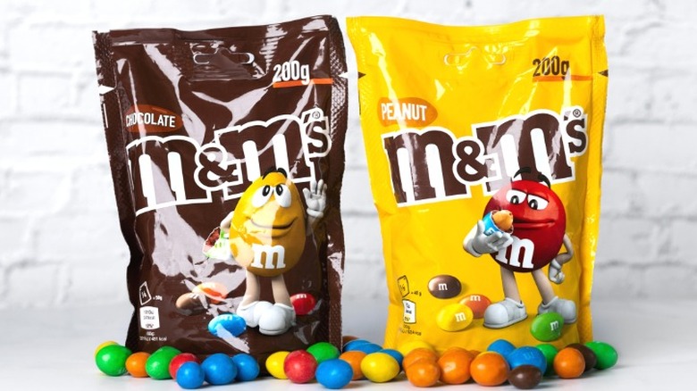Bags of M&M's and Peanut M&M's.