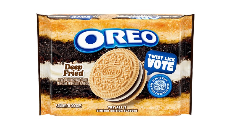 A package or Oreo Deep Fried cookies on a white background