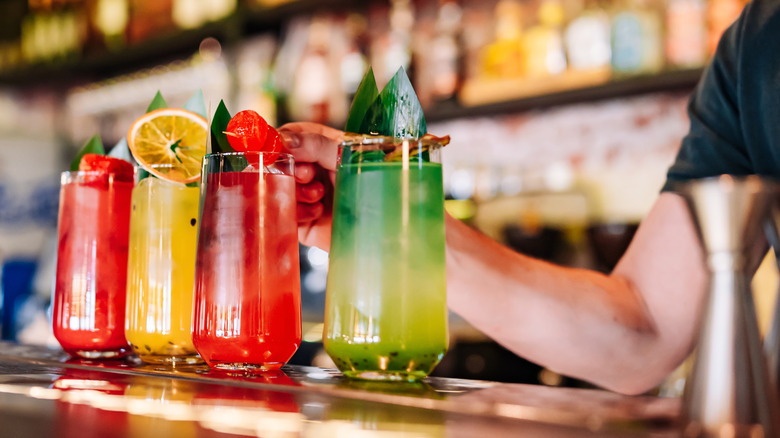 Mocktail drinks being served at a bar