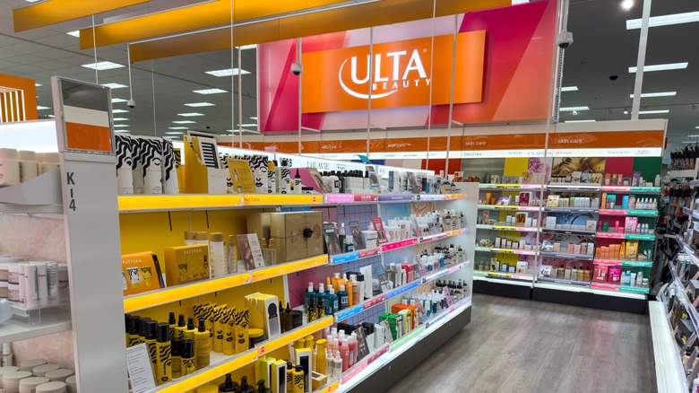 Ulta Beauty sign in the Target beauty aisle