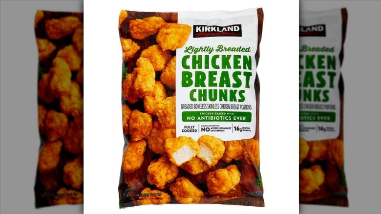 bag of Kirkland Signature Lightly Breaded Chicken Breast Chunks