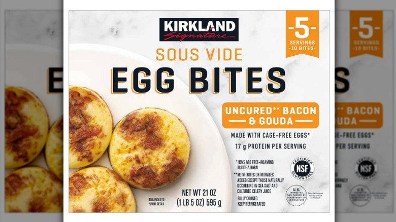 box of Kirkland Signature Uncured Bacon and Gouda Egg Bites