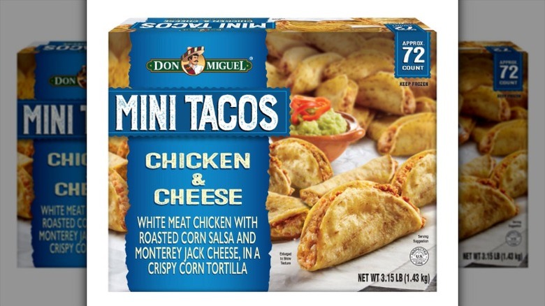 box of Don Miguel Chicken & Cheese Mini Tacos