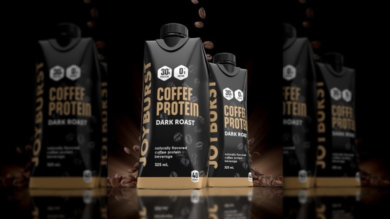 cartons of Joyburst protein coffee