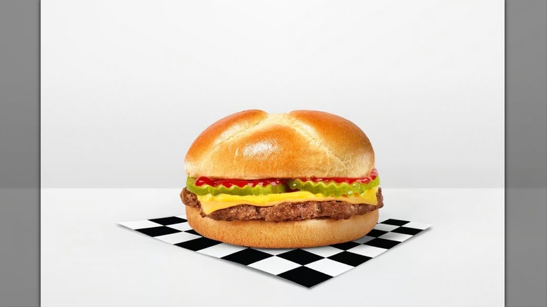 A standard cheeseburger from Checkers and Rally's