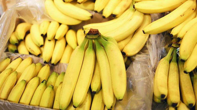 Bananas stacked in a box