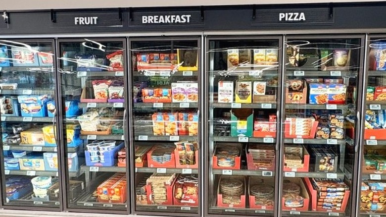 The frozen food section at Aldi.