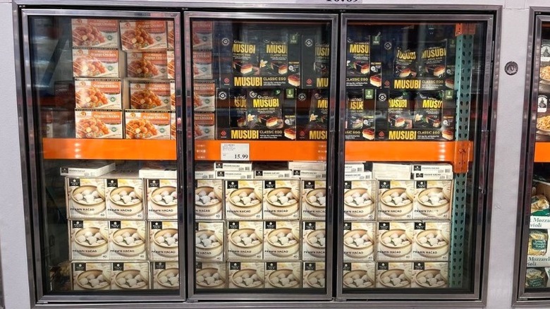 Items for sale in the frozen section of Costco.