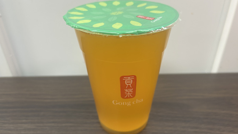 Passionfruit green tea on a tabletop