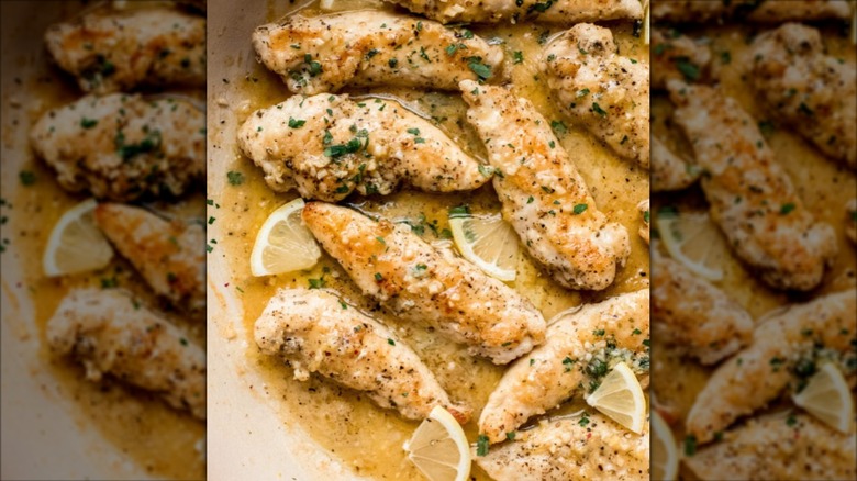 Chicken tenderloins in butter and lemon sauce