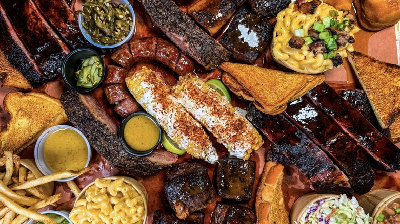 Different meats and side dishes at Apocalypse BBQ