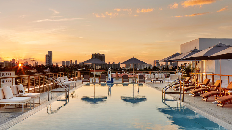 Miami sunset from the rooftop pool of The Betsy South Beach