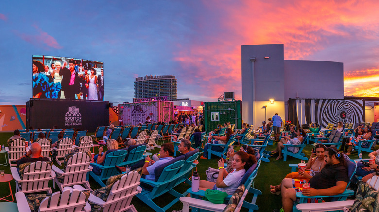 Outdoor cinema rooftop in Miami