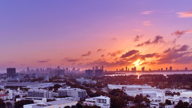 Sunset over Miami as seen from 1 Hotel South Beach