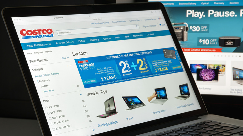 An open laptop showing the Costco website