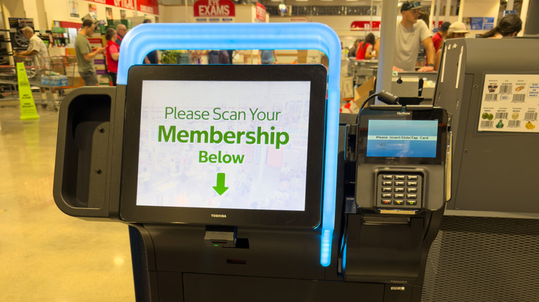 A new automated pay station in a Costco store