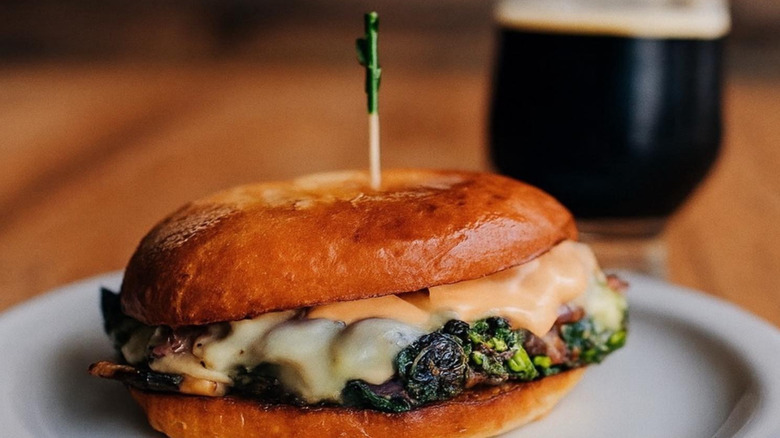Spinach burger on plate