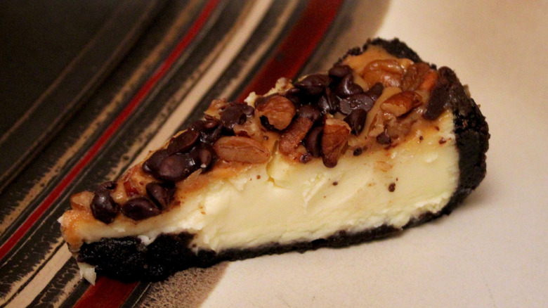 A Great Value brand slice of Turtle Cheesecake