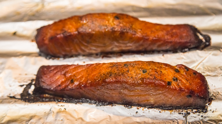 baked bourbon-glazed salmon