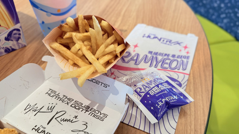 McDonald's Ramyeon McShaker Fries and seasoning packet on table