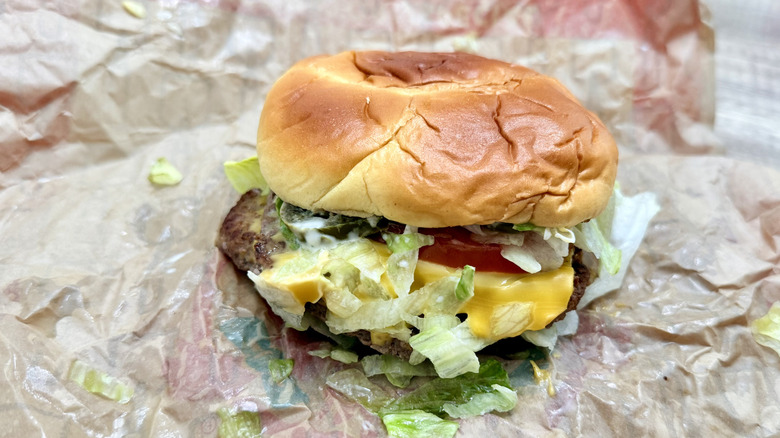 Wendy's Jalapeño Ranch Cheeseburger on a wrapper