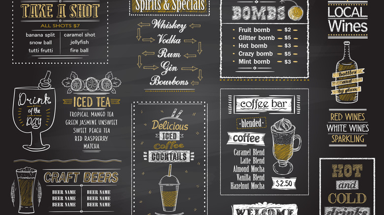 Menu at a brewery