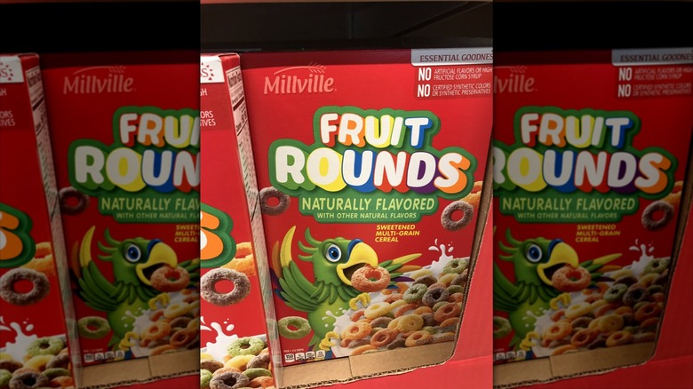 Box of Fruit Rounds cereal