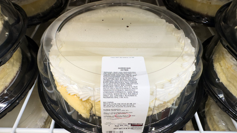 Cheesecake sitting on the shelf at Costco