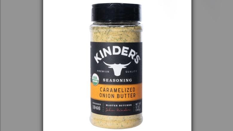 A bottle of the caramelized onion butter seasoning from Kinder's.