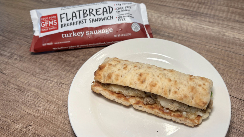 Turkey Sausage Flatbread Breakfast Sandwich