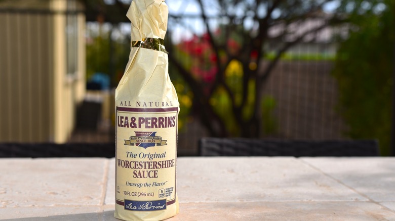 Bottle of Lea & Perrins Worcestershire sauce