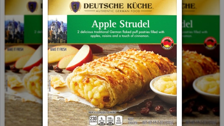 A package of Aldi apple strudel.