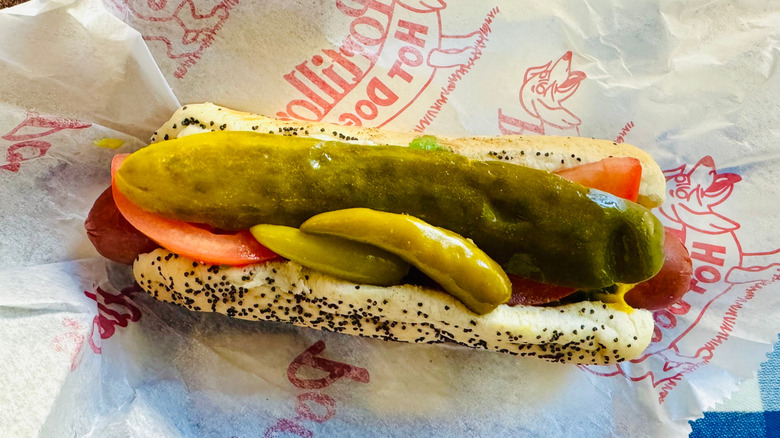 portillo's hot dog in wrapper