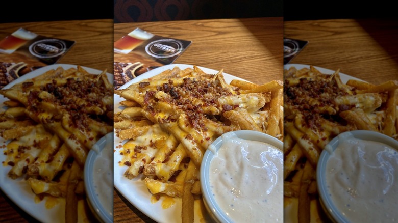 Fries covered with cheese and bacon