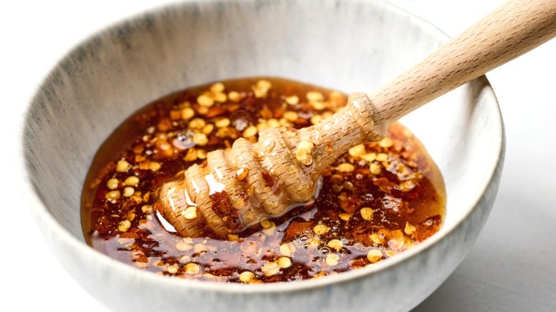 A bowl of hot honey sauce.