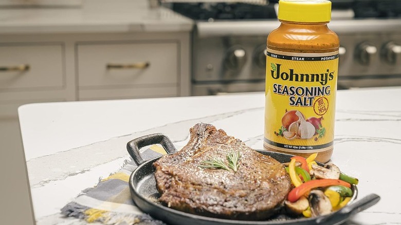 steak and vegetables with Johnny's Seasoning Salt