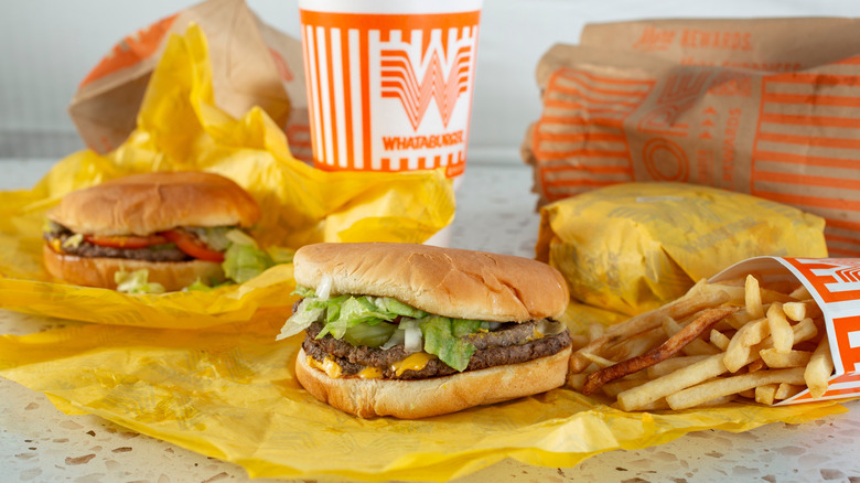 burgers, fries, drink from Whataburger