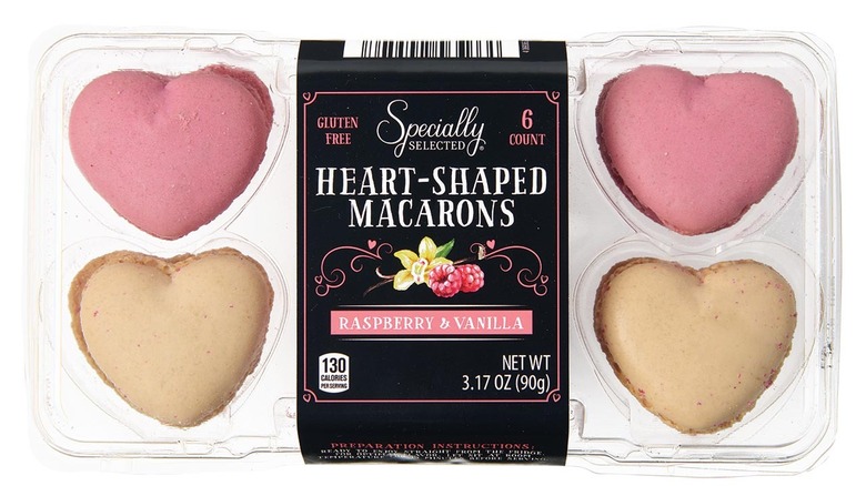 The heart-shaped macarons made by Specially Selected in their packaging