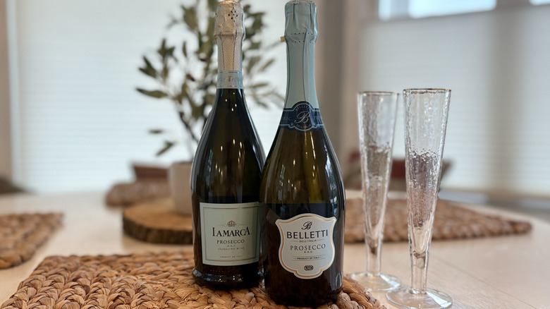 Bottles of La Marca and Belletti Prosecco