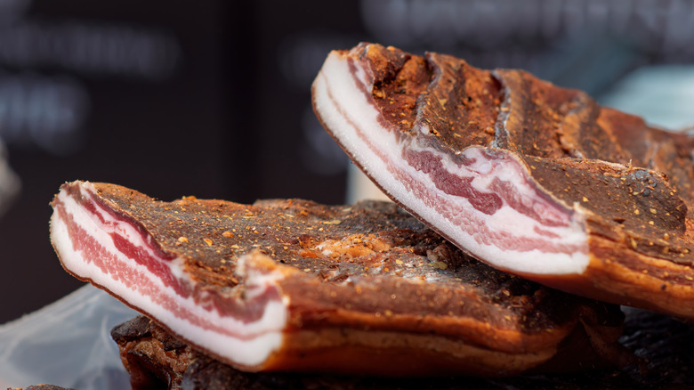 Slabs of uncut bacon