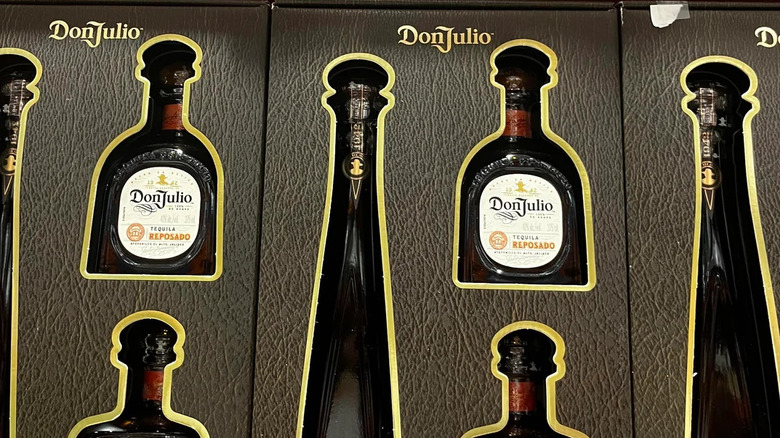 A row of variety pack Don Julio packages found at a Costco in Kirkland, Washington.