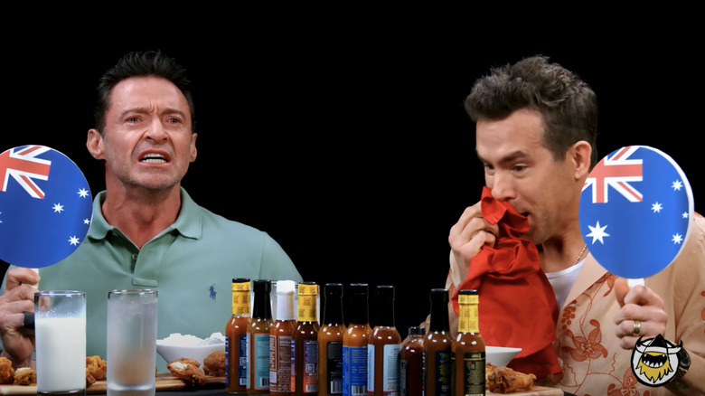 Hugh Jackman crying during his "Hot Ones" interview