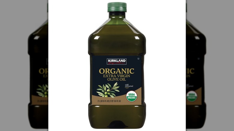 bottle of Kirkland olive oil