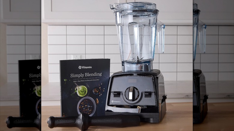 Vitamix Venturist Pro Blender on a counter in front of a tiled backsplash