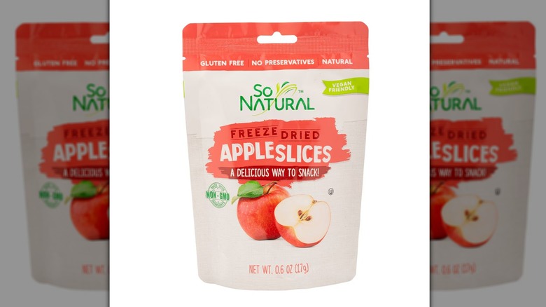 A product image of So Natural Freeze Dried Apple Slices on a white background.