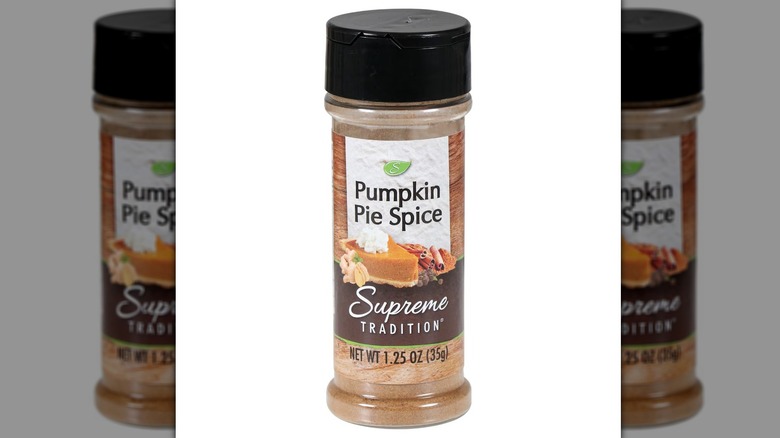 A product image of Supreme Tradition Pumpkin Pie Spice on a white background.
