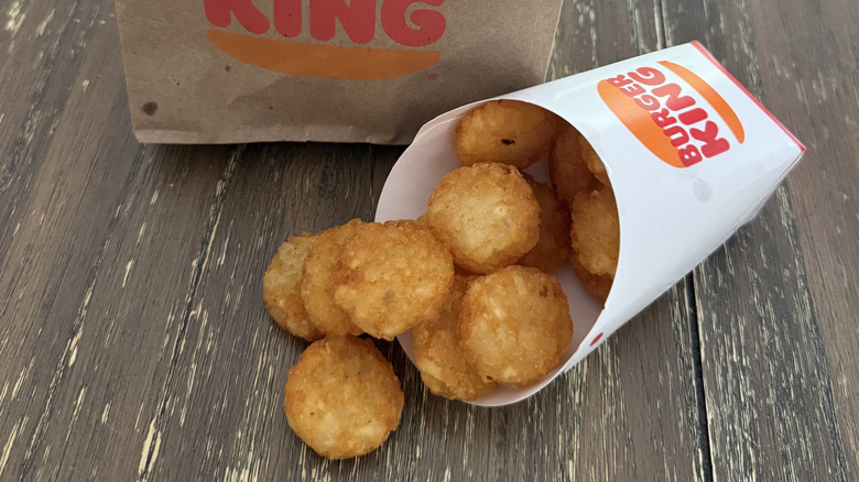 Burger King mini hash browns spilling out of packaging