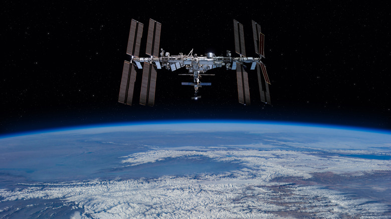 The International Space Station in orbit above Earth