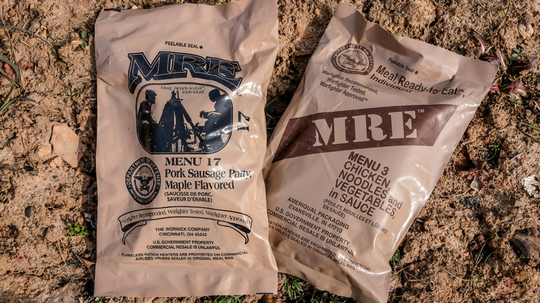 MRE packets on the ground