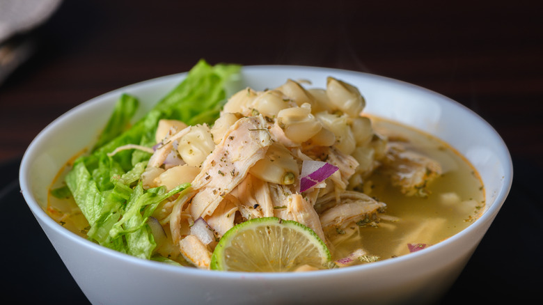 White bowl of Mexican soup